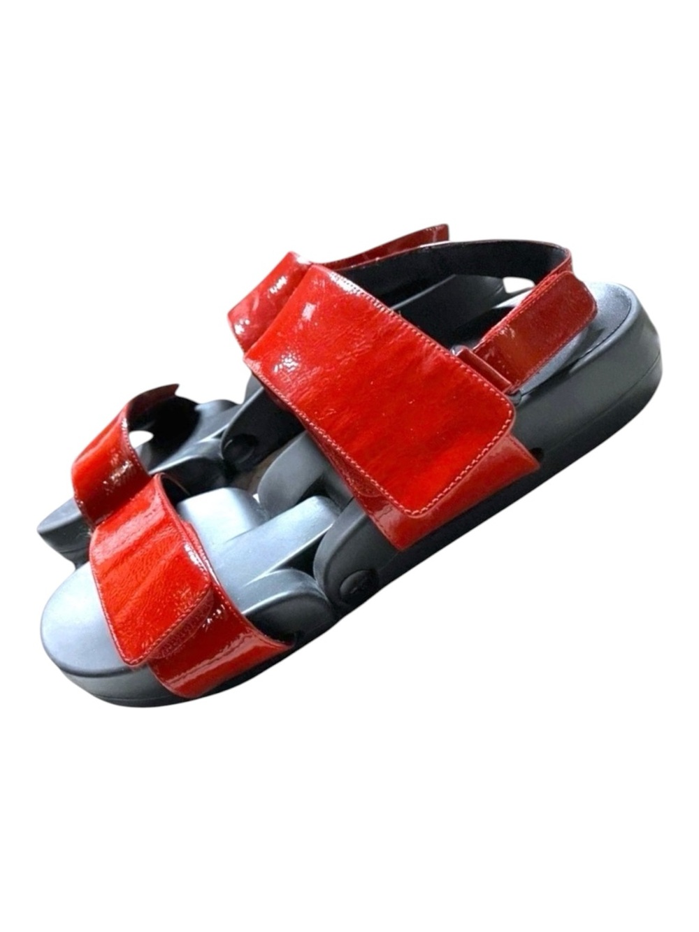 FIGS by FIGUEROA Red Patent Leather Sandals Hinged Sole Flex 8.5